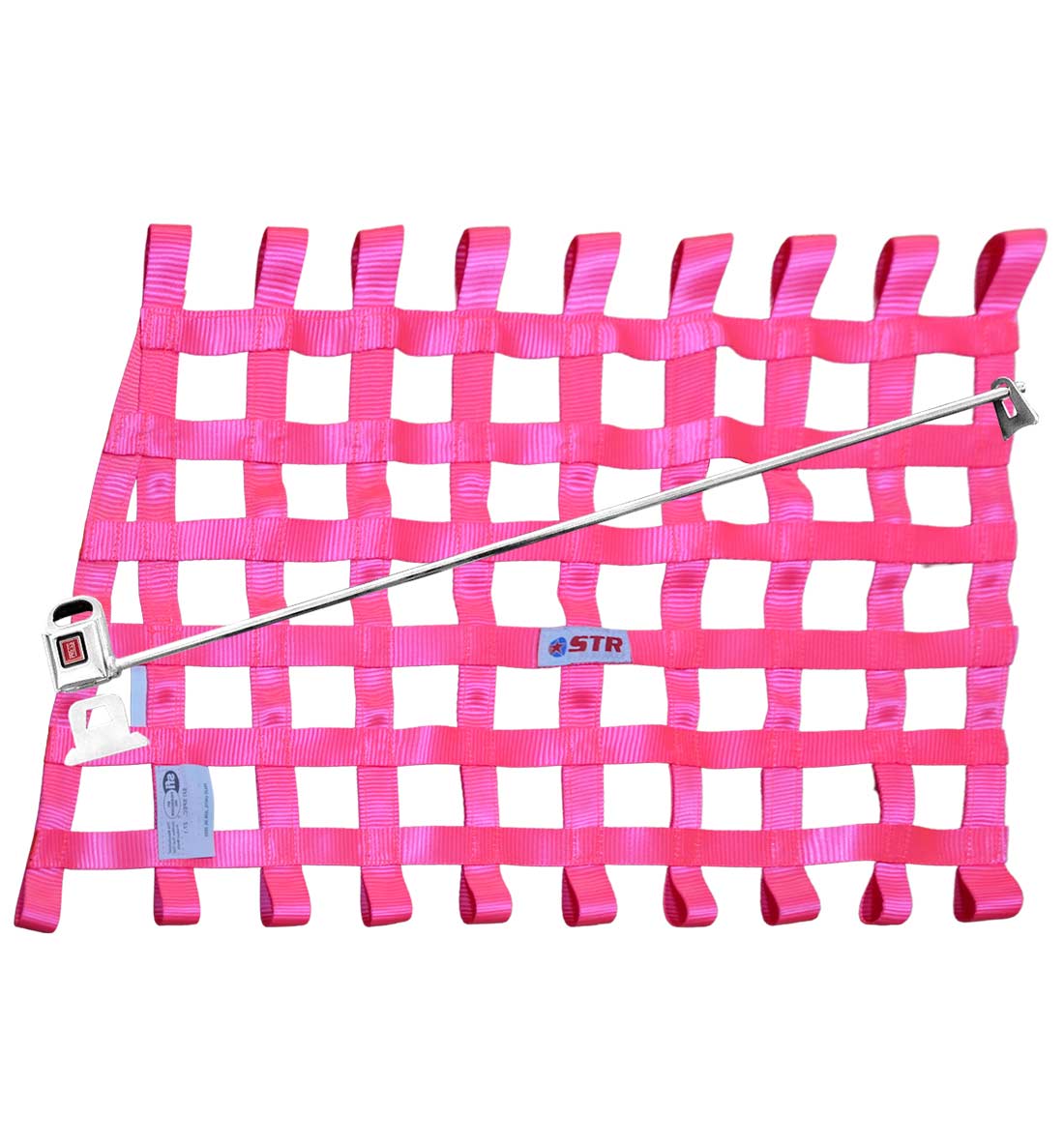 Trapezoidal Window Safety Net & Fixing Kit - Pink Fluo