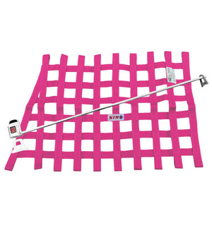 Trapezoidal Window Safety Net &amp; Fixing Kit - Pink Fluo