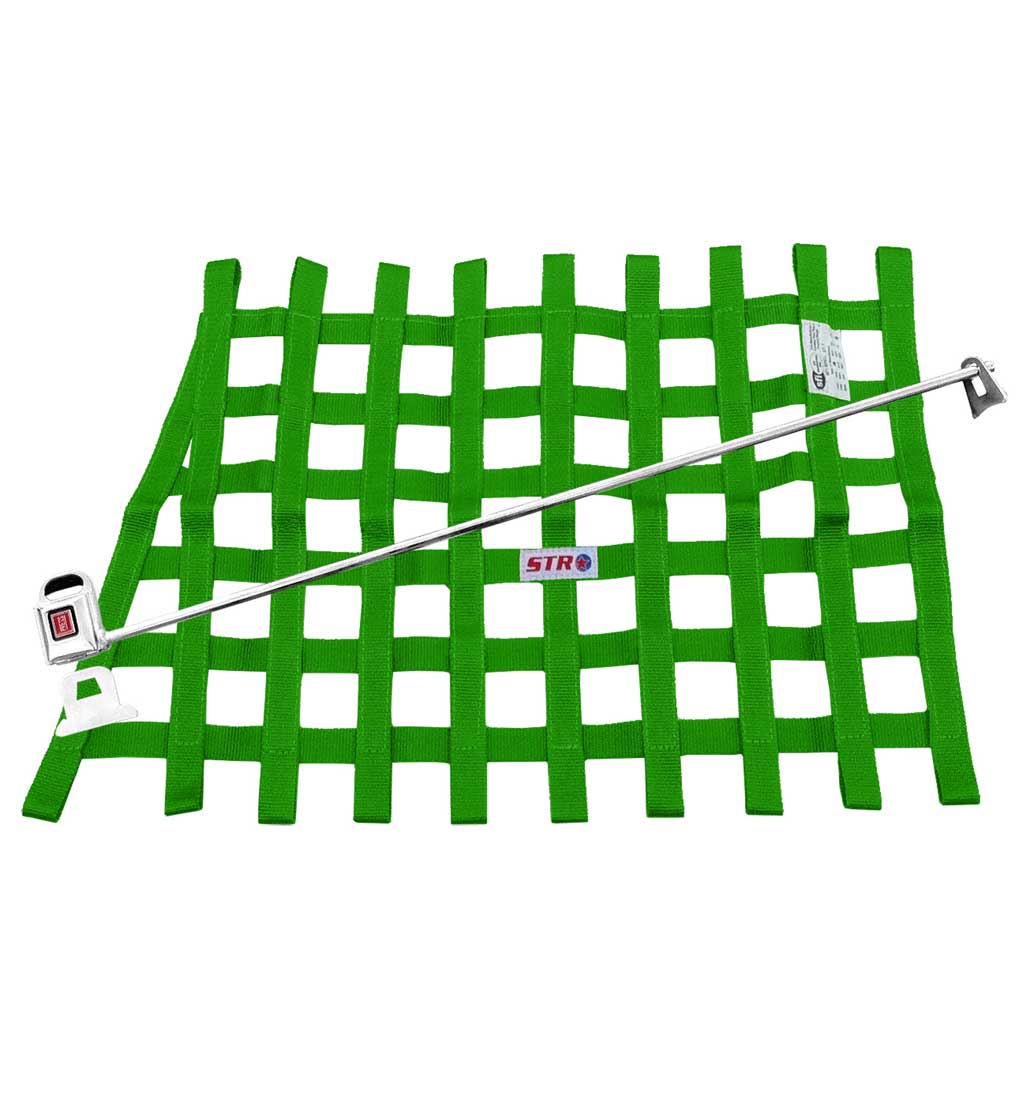 Trapezoidal Window Net & Fixing Kit - Green