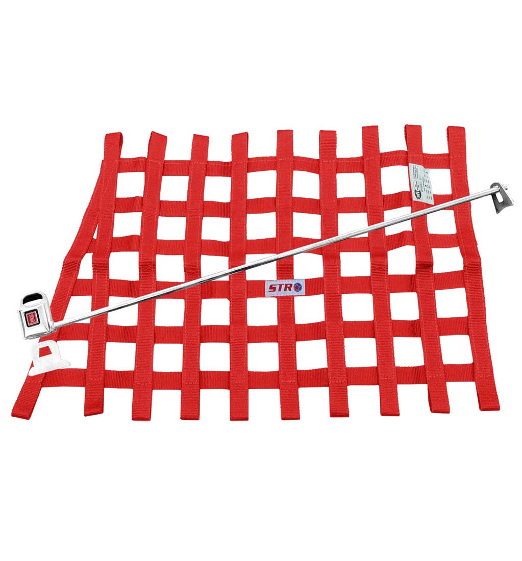 Trapezoidal Window Net & Fitting Kit - Red