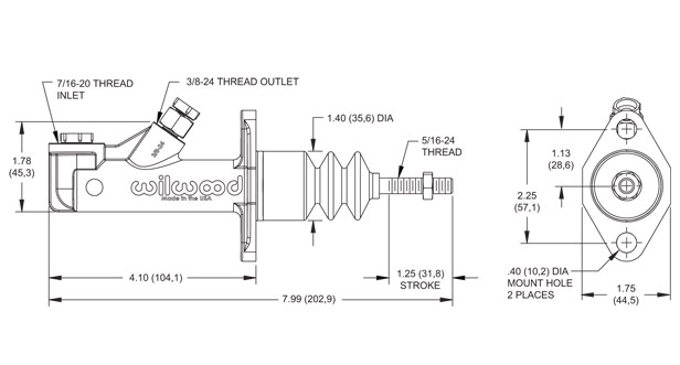 Wilwood Brake/Clutch Master Cylinder - 0.625" (16mm)