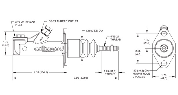 Wilwood Brake/Clutch Master Cylinder - 0.70" (18mm)